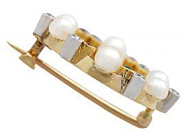 Antique Pearl and Gemstone Gold Brooch 