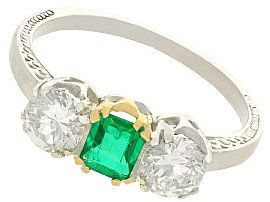 Emerald and Diamond Trilogy Ring