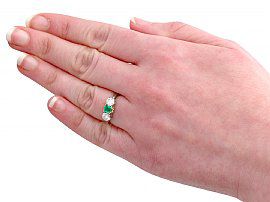 Emerald and Diamond Three Stone Ring Wearing