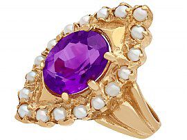 Vintage Pearl and Amethyst 9k Gold Ring