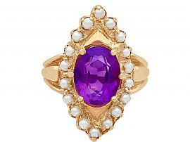 Vintage Pearl and Amethyst 9Carat Gold Ring