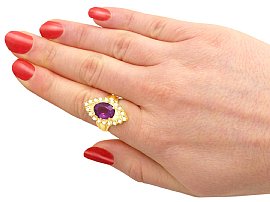 Vintage Pearl and Amethyst Ring Wearing