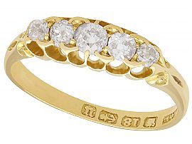 0.66 ct Diamond and 18ct Yellow Gold Five Stone Ring - Antique Victorian