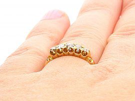 Victorian Five Stone Diamond Ring  Wearing Finger