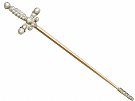 1.59 ct Diamond and 9 ct Yellow Gold Jabot Pin 'Sword' Brooch - Antique Edwardian