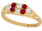 0.16 ct Ruby and 0.15 ct Diamond, 18 ct Yellow Gold Dress Ring - Antique 1900
