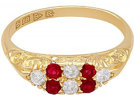 Antique Ruby Dress Ring with Diamonds and 18k Gold