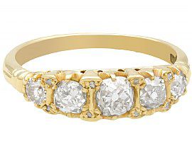 yellow gold five stone diamond ring 