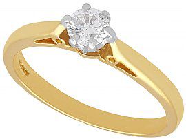 0.23 ct Diamond and 18 ct Yellow Gold Solitaire Ring - Contemporary 2002