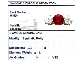 antique ruby ring grading card