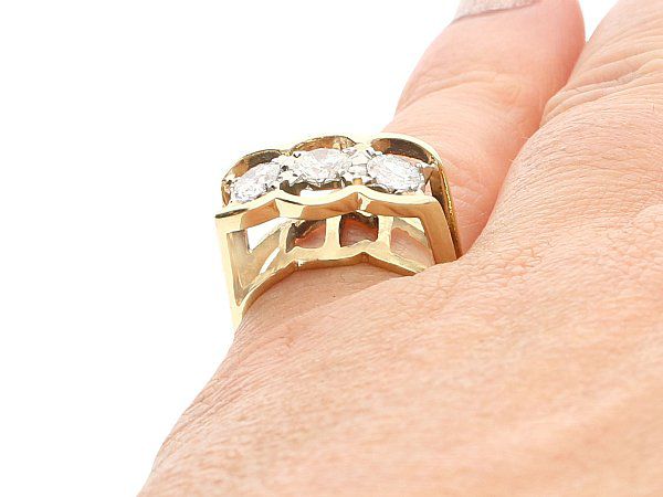 Vintage Yellow Gold Three Stone Ring | Diamond Rings | AC Silver