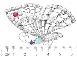 Diamond Butterfly Brooch with Gemstones