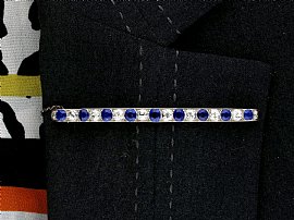 Antique Sapphire and Diamond Bar Brooch