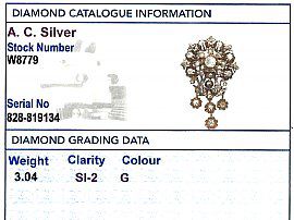 diamond brooch grading card
