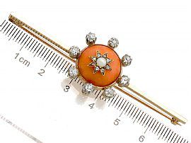 Antique Coral Brooch with ruler