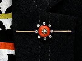 Antique Coral Brooch Wearing