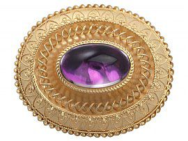 Paste Cabochon Foil and 15ct Yellow Gold Brooch - Antique Victorian