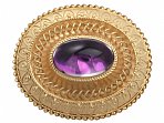 Paste Cabochon Foil and 15 ct Yellow Gold Brooch - Antique Victorian