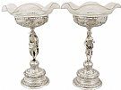 German Silver, Cut and Etched Glass Centrepieces - Antique Circa 1880