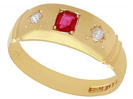0.25 ct Ruby  and Diamond, 18 ct Yellow Gold Dress Ring - Antique Circa 1900