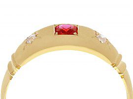 Gold Antique Ruby and Diamond Band in Yellow Gold