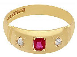Yellow Gold Antique Ruby and Diamond Band