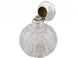 Sterling Silver, Cut Glass and Enamel Scent Bottle - Antique George V