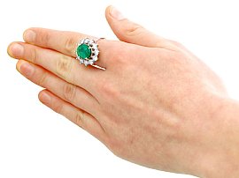 4.83 Carat Emerald Ring on finger