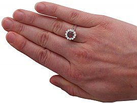 White Gold Garnet Cluster Ring on the hand