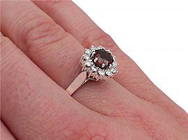 White Gold Cluster Ring Being Worn