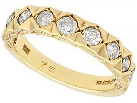 0.75ct Diamond and 18ct Yellow Gold Half Eternity Ring - Vintage 1979