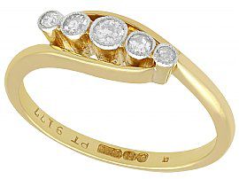 0.22ct Diamond and 18ct Yellow Gold, Five Stone Ring - Antique Circa 1920