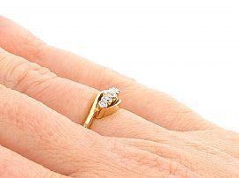 Antique 5 Stone Diamond Twist Ring Wearing Hand