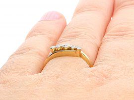 Antique 5 Stone Diamond Twist Ring Wearing Finger