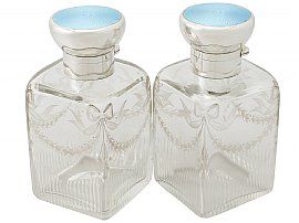 Glass, Sterling Silver and Enamel Cologne Bottles - Antique George V