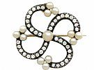 1.50 ct Diamond and Pearl, 9 ct Yellow Gold Brooch - Antique Victorian