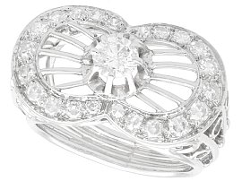 1.06ct Diamond and Platinum Dress Ring - Vintage French Circa 1940