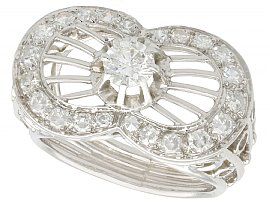 1.06 ct Diamond and Platinum Dress Ring - Vintage French Circa 1940