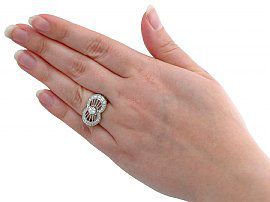 Geometric Diamond Ring Wearing