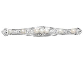 0.85ct Diamond and Pearl, Platinum Brooch - Antique Edwardian