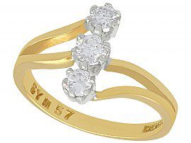 0.20ct Diamond, 18ct Yellow Gold Dress Ring - Art Nouveau Style - Contemporary