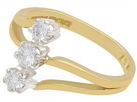 Art Nouveau Style Yellow Gold Three Stone Ring