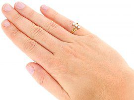 Art Nouveau Style Three Stone Ring Wearing 