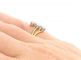 Art Nouveau Style Three Stone Ring Wearing Hand