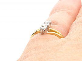 Art Nouveau Style Three Stone Ring Wearing Finger