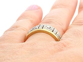 Contemporary Diamond Dress Ring in Gold Wearing Finger