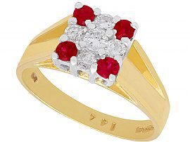 0.24ct Ruby and 0.25ct Diamond 18ct Yellow Gold Dress Ring - Contemporary 2003