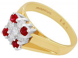 18k Yellow Gold Ruby and Diamond Dress Ring