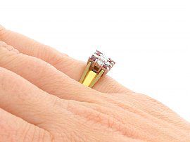 Yellow Gold Ruby and Diamond Dress Ring Wearing Hand