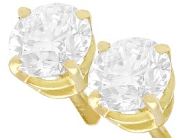 0.67ct Diamond and 18ct Yellow Gold Stud Earrings - Vintage Circa 1950 and Contemporary